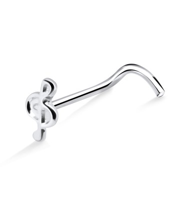 Musical Notation Shaped Silver Curved Nose Stud NSKB-853